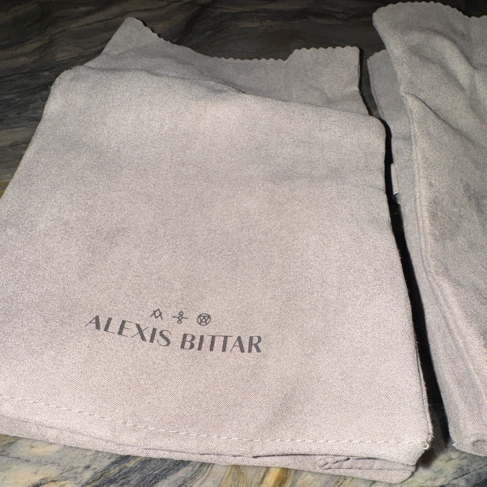 Alexis Bittar Beige Suede Logo Jewelry Pouch Set, 3-Piece Rectangle Bags