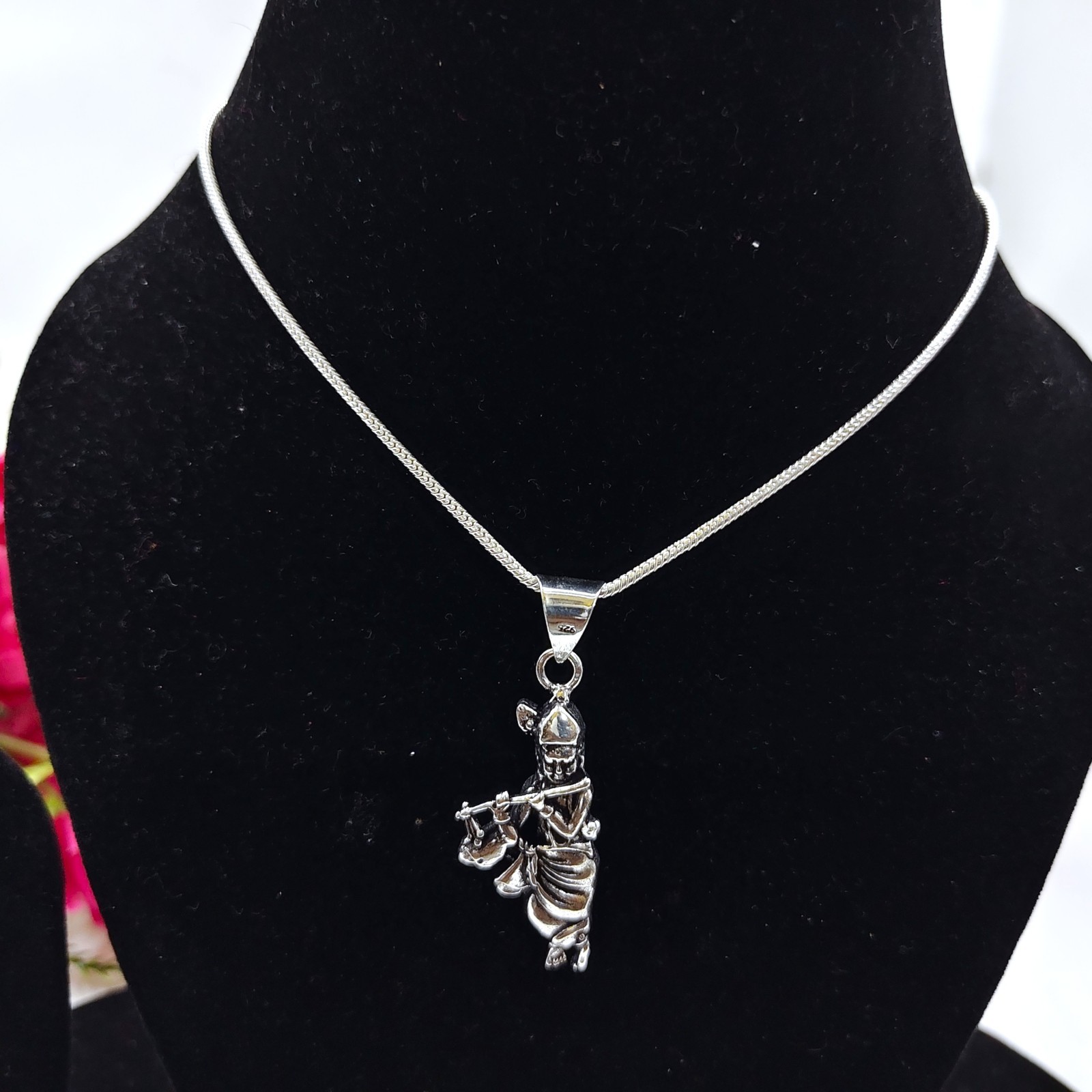 Krishna Designer Pendant 925 Sterling Silver Jewelry Pendant Necklace Siz-17-18″