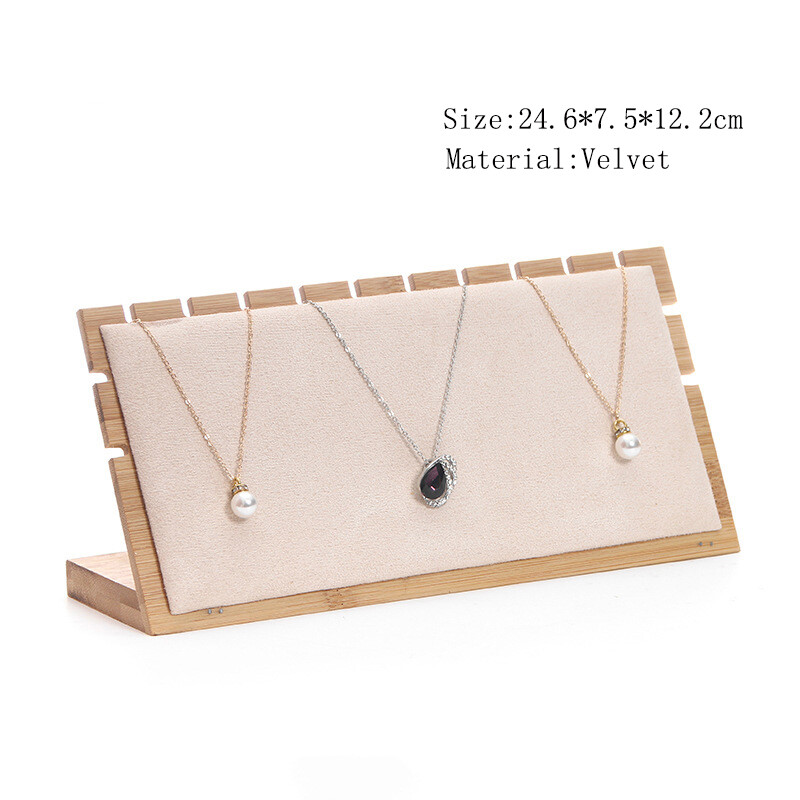 Bamboo Necklace Pendant Jewelry Display Holder Rack Organizer Storage Case