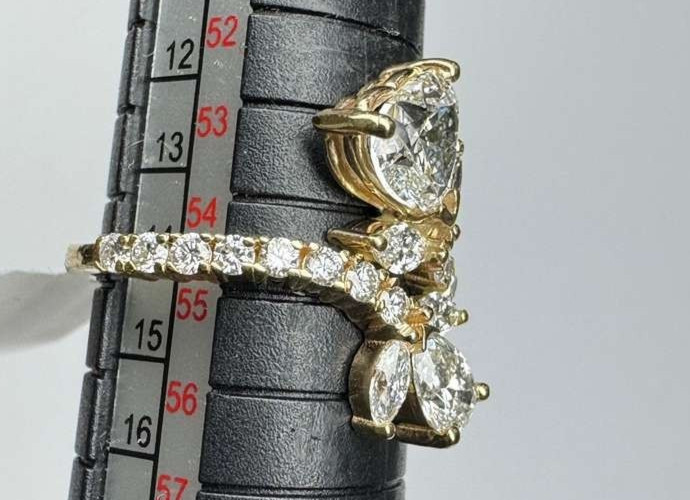 2.80Ct Heart & Pear EF/VS1 Lab Grown Diamond Bypass Wedding Ring 14K Yellow Gold