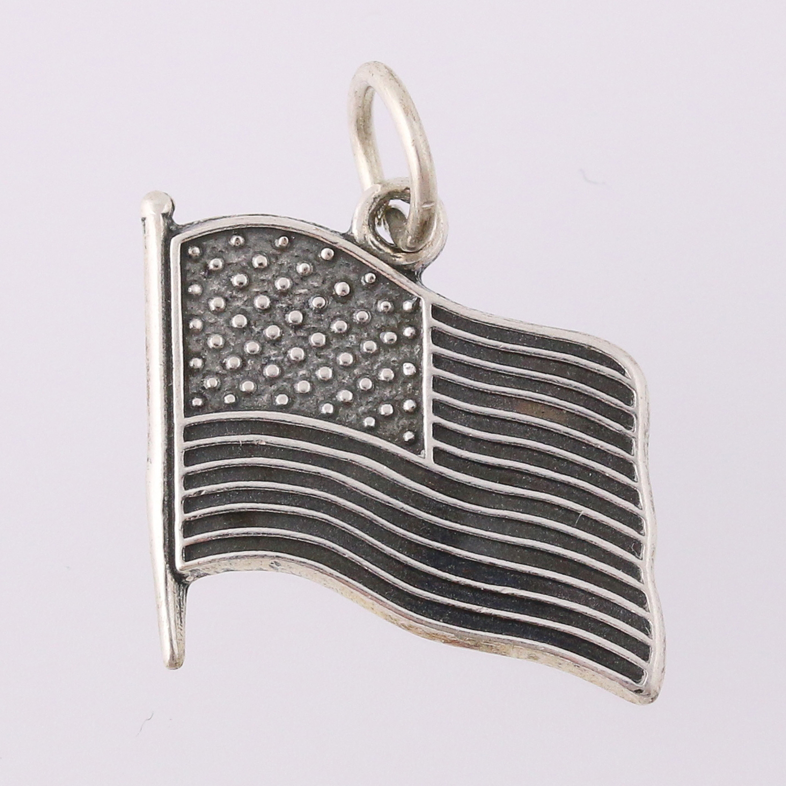American Flag Charm / Pendant – Sterling Silver USA Patriotic Jewelry 925