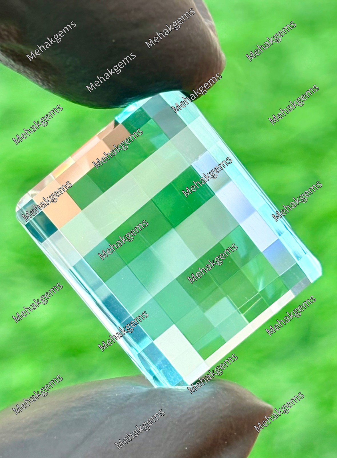 Electric Blue Aquamarine Loose Gemstone – 37Ct Pixel Cut Statement Ring Stone