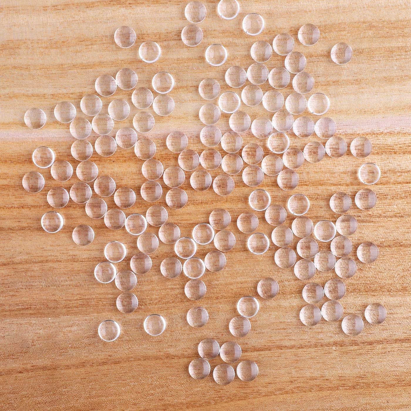 HAUTOCO 200pcs 8mm Glass Cabochons Round Clear 8 mm – 200 Pieces,