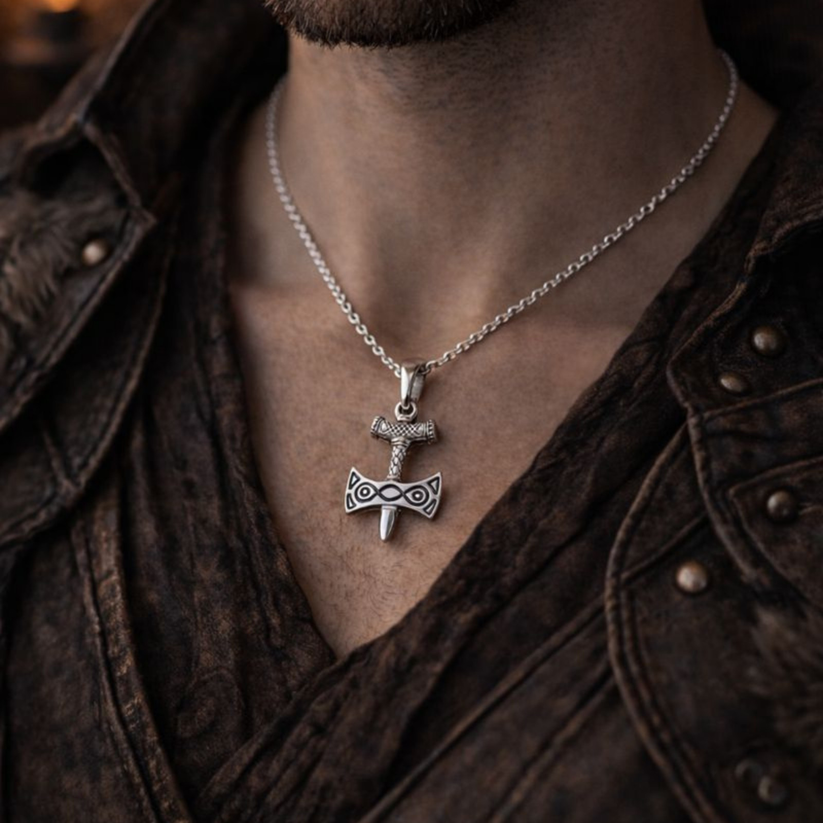 Sterling Silver Amulet of Talos Necklace, Video Game Jewelry, Fantasy Pendant
