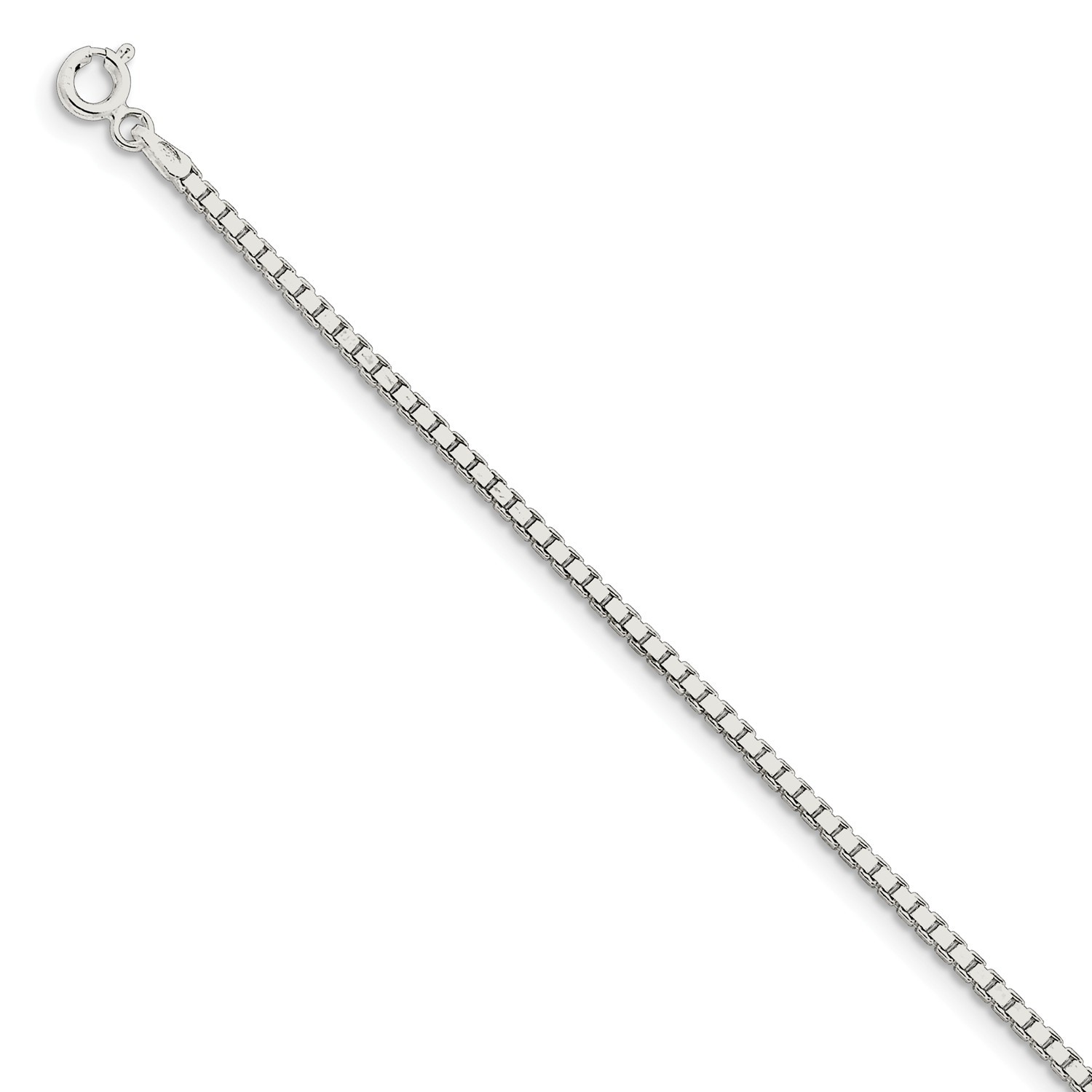 Sterling Silver Solid 1.90mm Plain Box Bracelet w/ Lobster Clasp 7″ – 8″