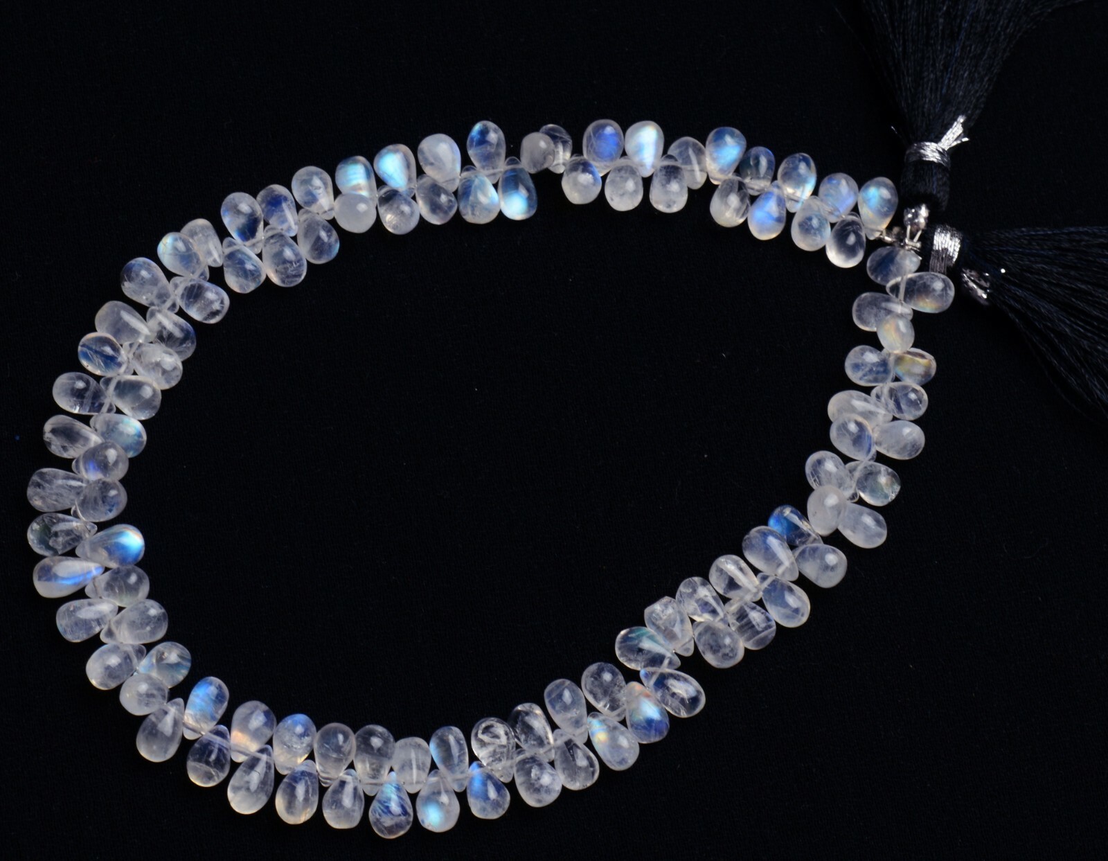 Natural Gem Rainbow Moonstone 6x4mm Approx. Size Teardrop Shape Smooth Beads 10″