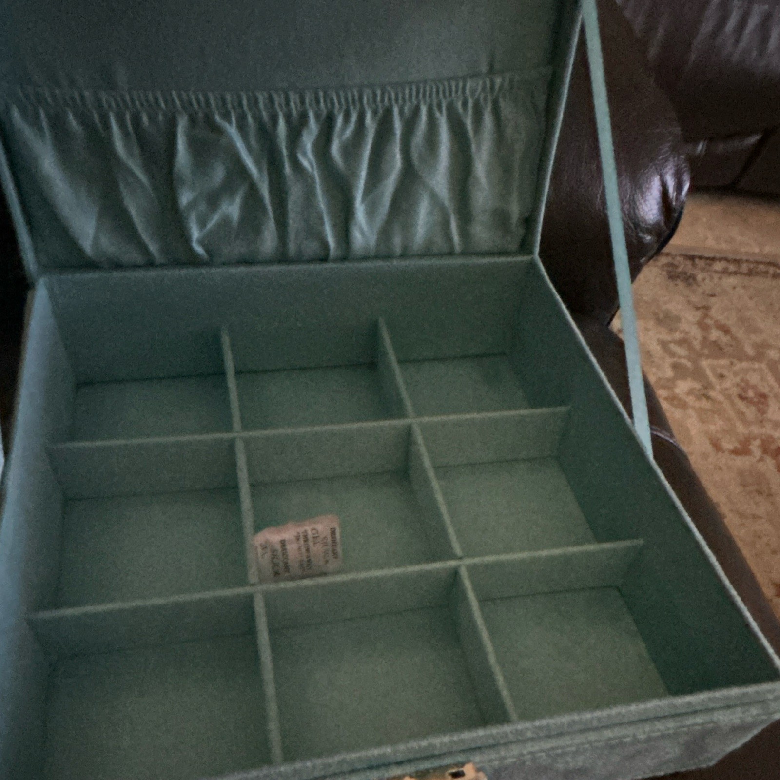 Large Turquoise Velvet Jewelry Box Organizer 2 Tier Locking with Key New