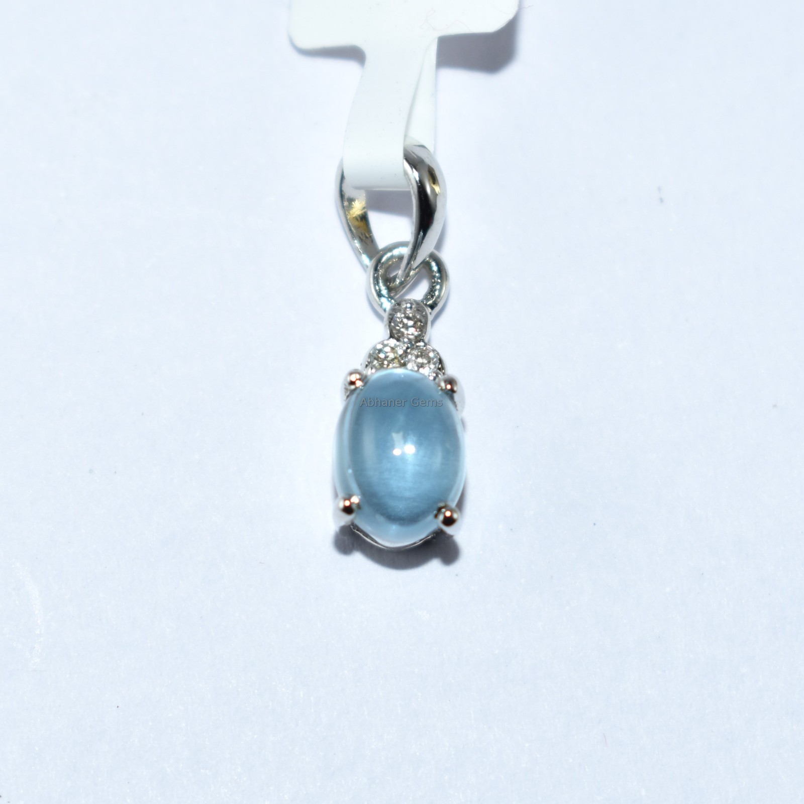 Calming Bubbly Aquamarine And Diamond 925 Sterling Silver Pendant Trending Look