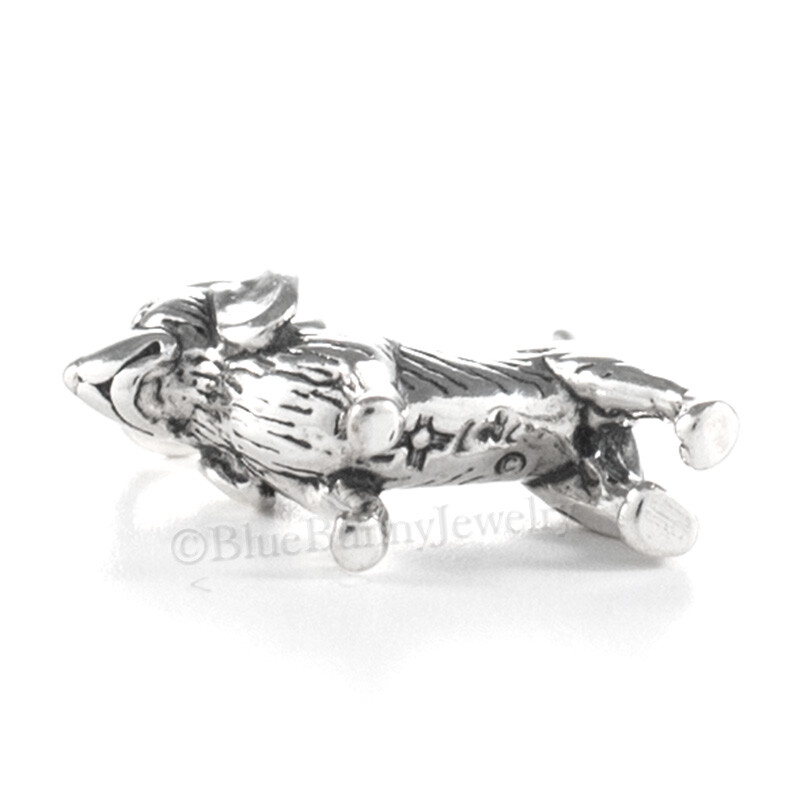 Beagle Charm Pendant hound dog Solid 925 STERLING SILVER .925 3D
