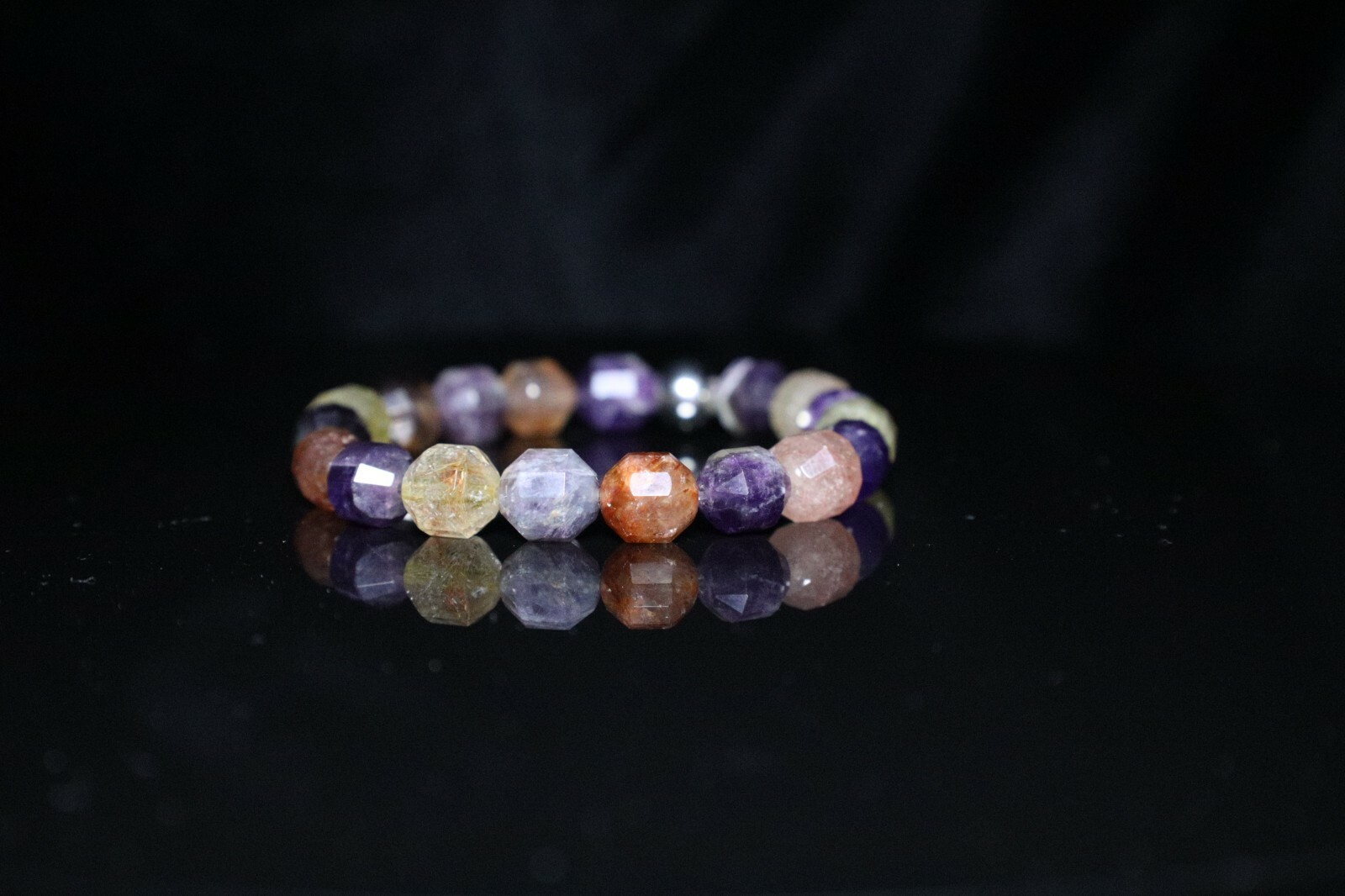 Handmade 10 mm AAA Natural Purple Amethyst Golden Red Rutile Quartz 10mm Faceted