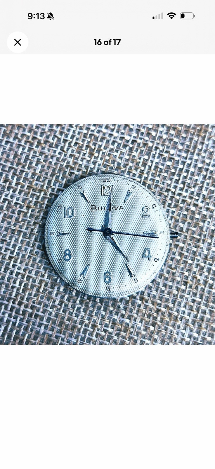 Vintage 1956 Bulova L6 Manual Wind Stainless Steel Textured Dial Runs Great