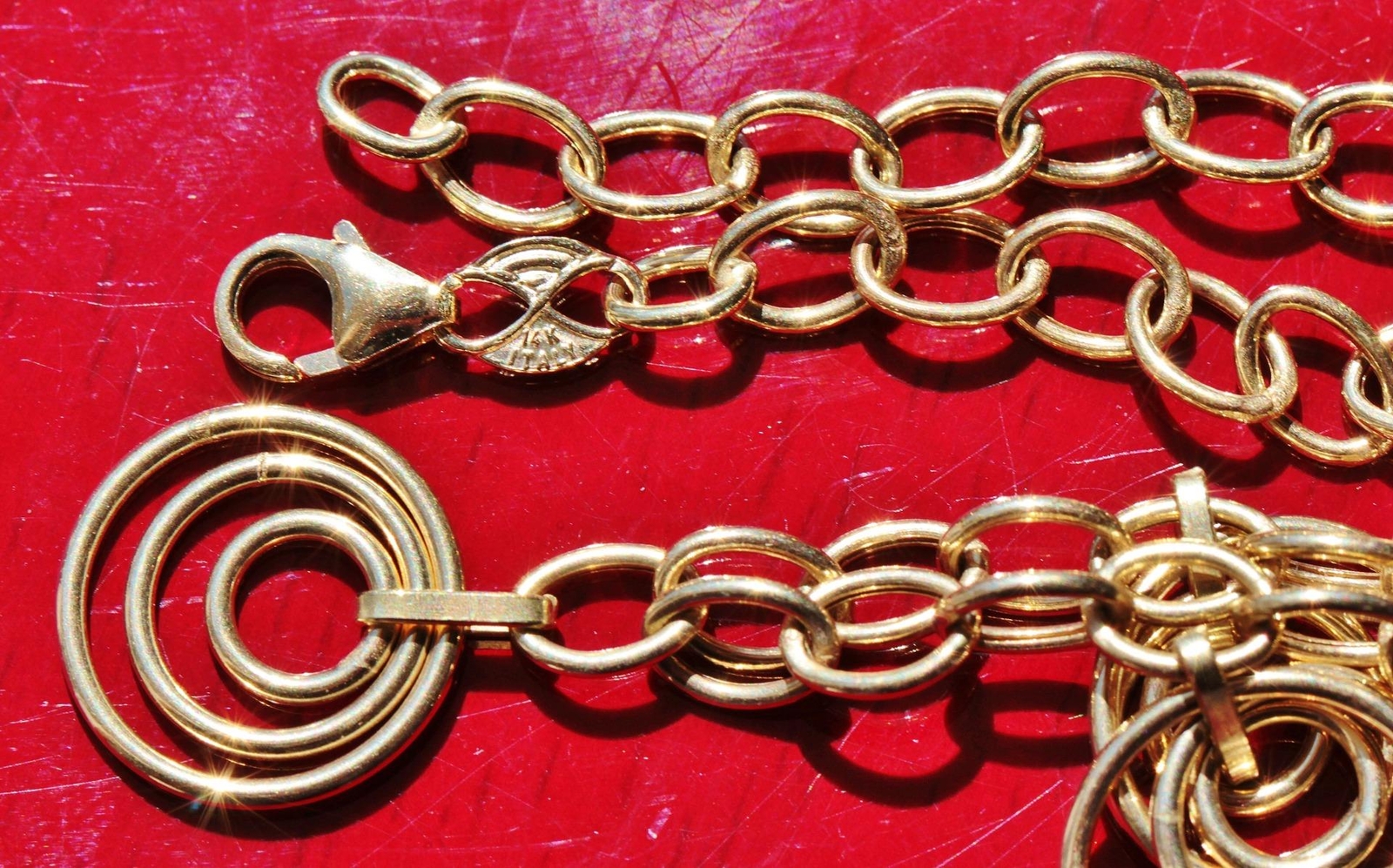 14k yellow gold necklace Italian 17.0″ fancy circular dangle 6.4gr EternaGold