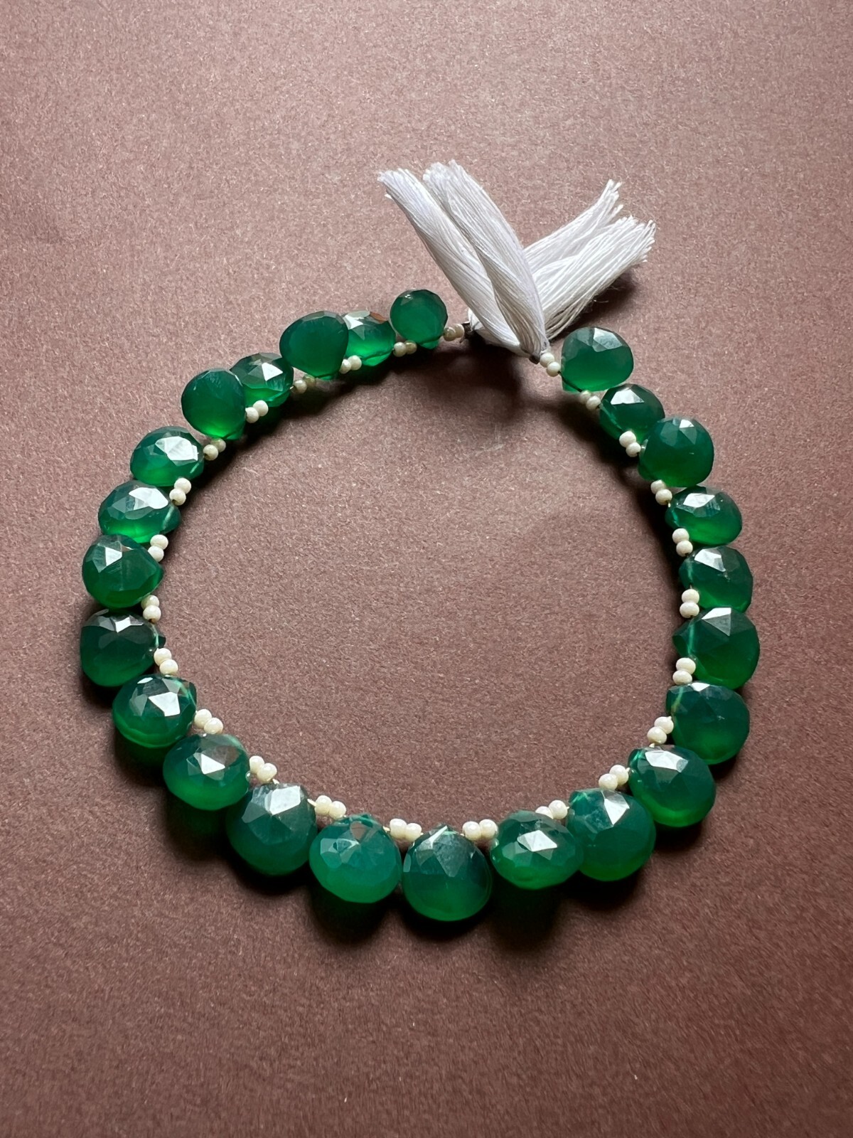 Green onyx Faceted Pear Briolette Beads 1 Strand 8-9mm Teardrop Gemstone