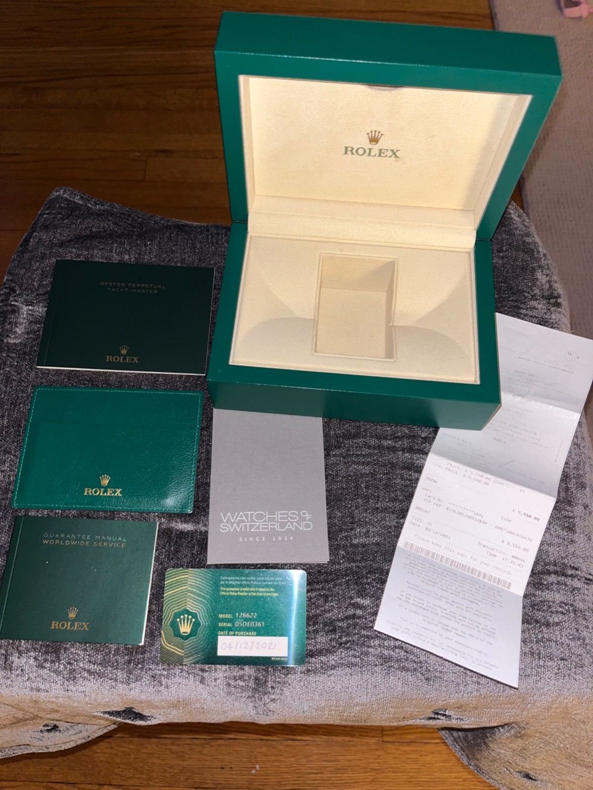 Authentic ROLEX Watch Box YACHT MASTER 126622 FULL SET Card, Papers, Receipt