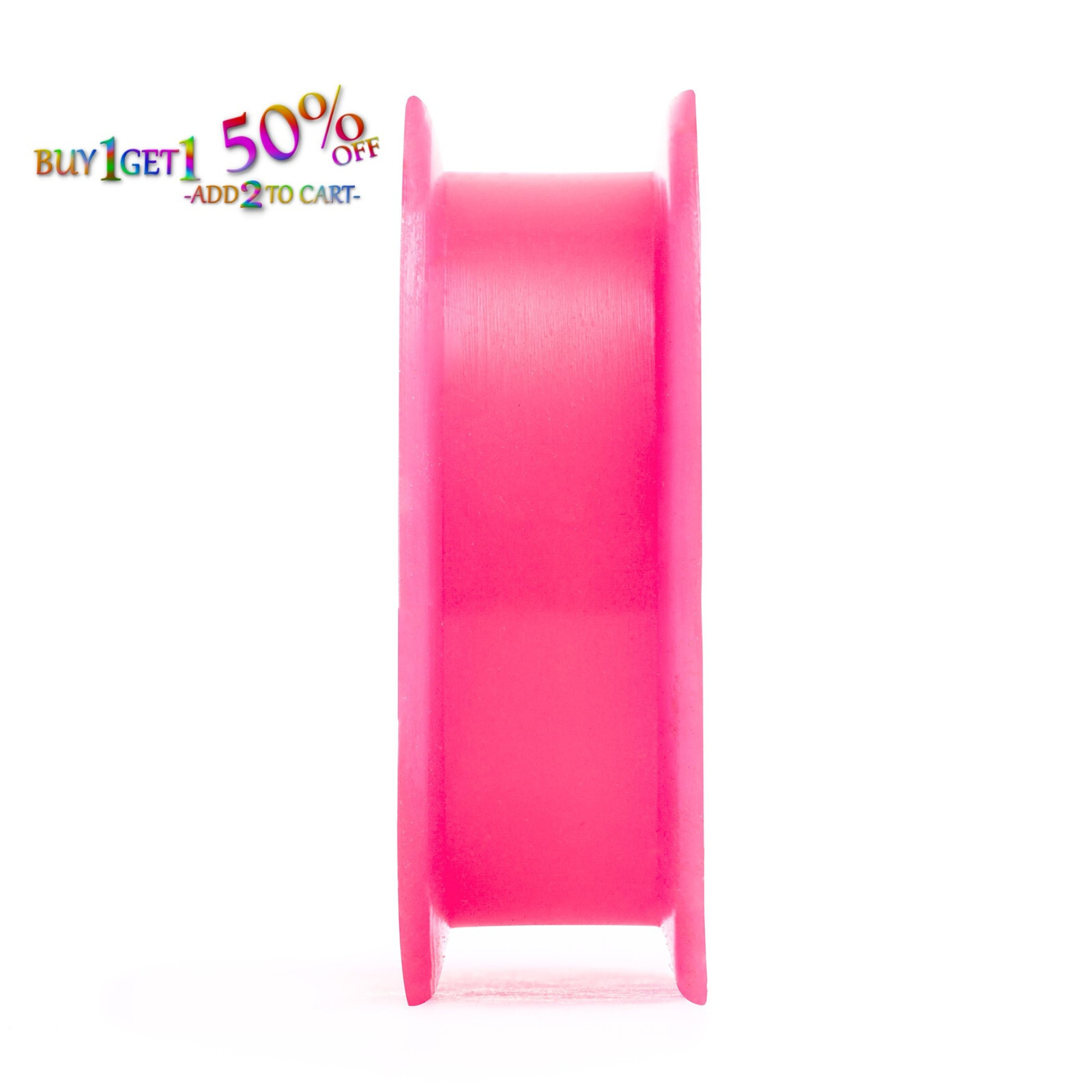 Pair 12g-50mm PINK SILICONE FLAT FLARE TUNNELS Double Gauges Thin Flesh 2007