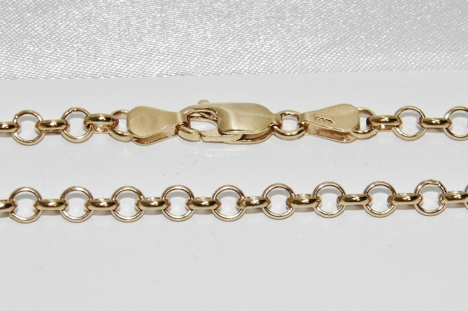 9ct Yellow Gold on Silver Belcher Chain – 4mm Width ~ 16 18 20 22 24 26 30 inch