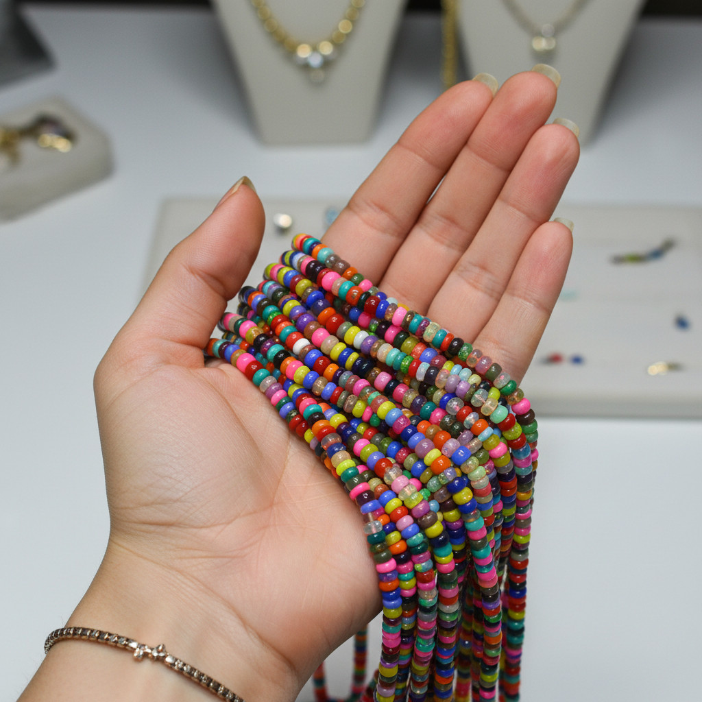 Multi Color Opal Beads Strand 4-5mm Rondelle Gemstone 16 Inch Jewelry Making