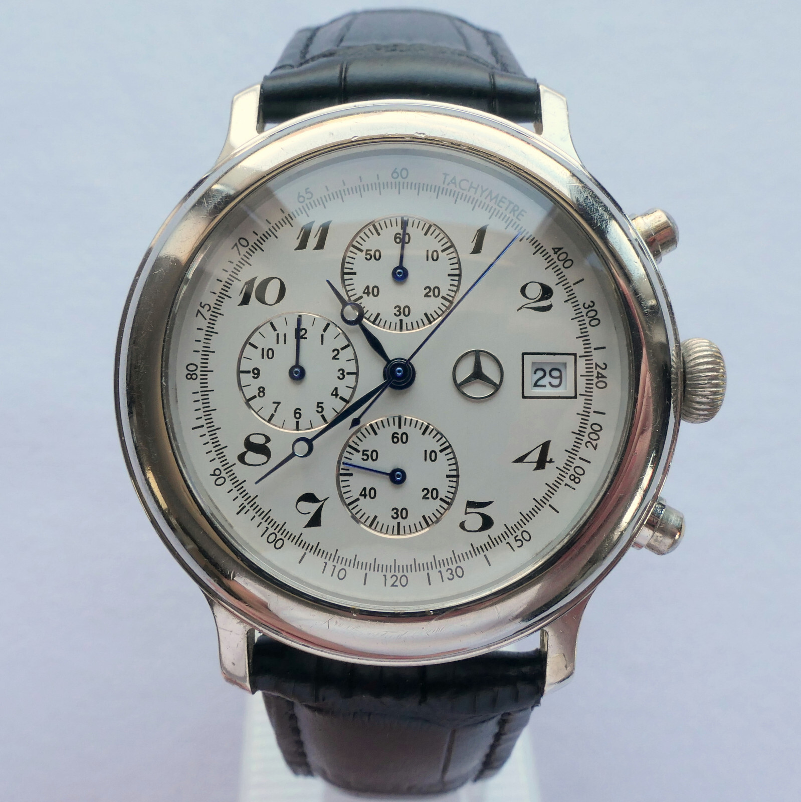 Mercedes Benz Classic 925 Sterling Silver Car Accessory Luxury Chronograph Watch