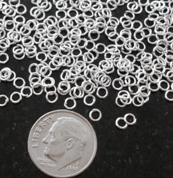 500 3mm Open sterling silver plated jump rings 22 gauge round 3 x 0.7mm FPJ020