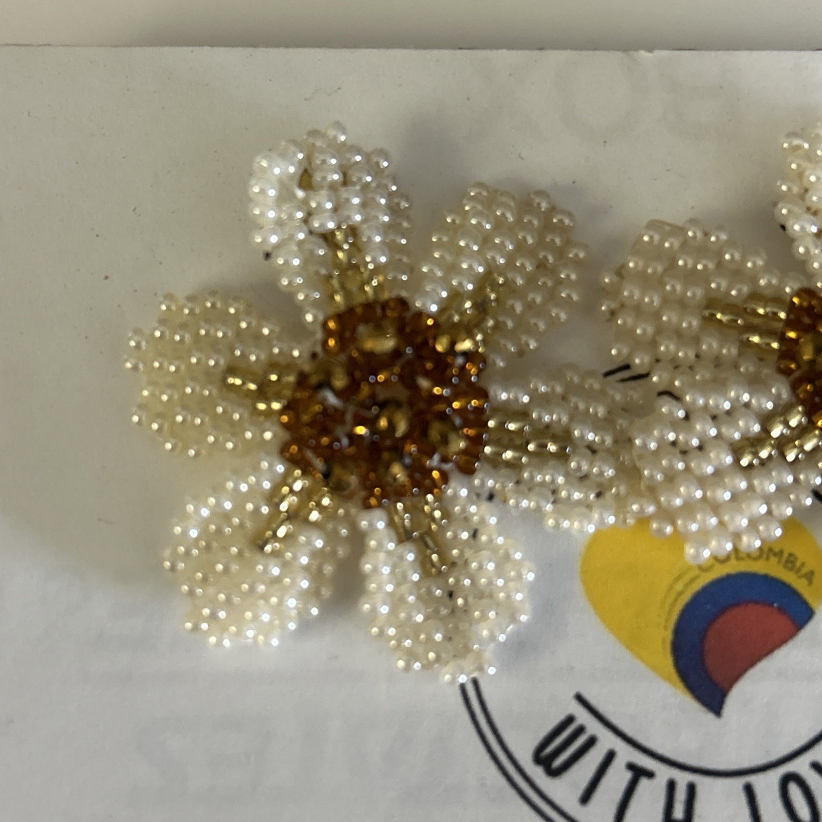 NEW Flower Earrings Beaded Colombian Jewelry Embera chami Tribe Made Studded