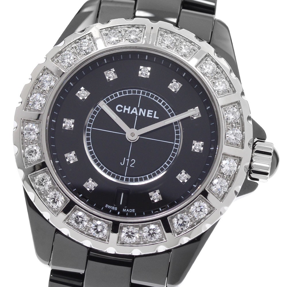 CHANEL J12 H2428 Black ceramic diamond bezel black Dial Quartz Men’s_957755