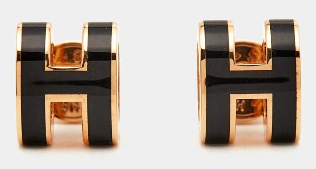 Mini Pop H Enamel Gold Plated Stud Earring