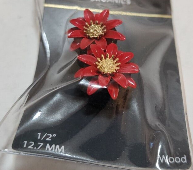Spencers Pierced Nation Organics Gauges Red Daisy Flower Wood 1/2″ 12.7MM New