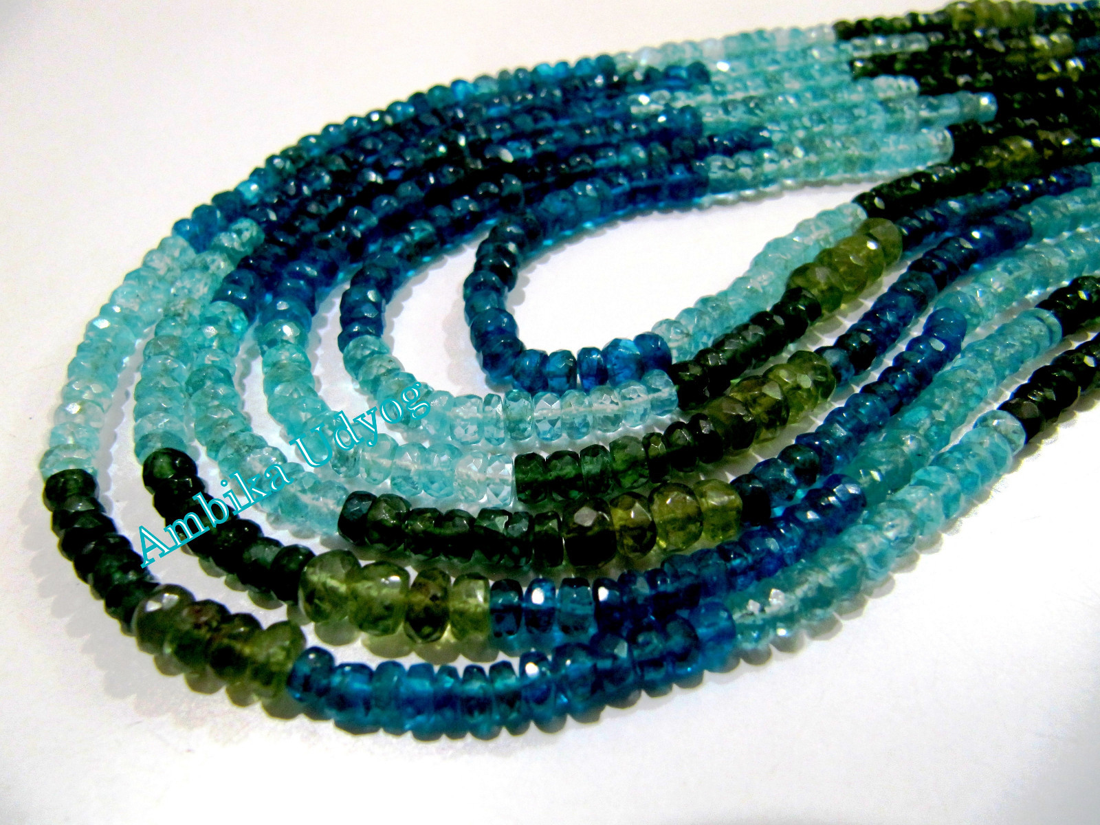 Natural Multi Apatite Beads Rondelle Faceted, approx. 3-5mm Size Strand 14″ long