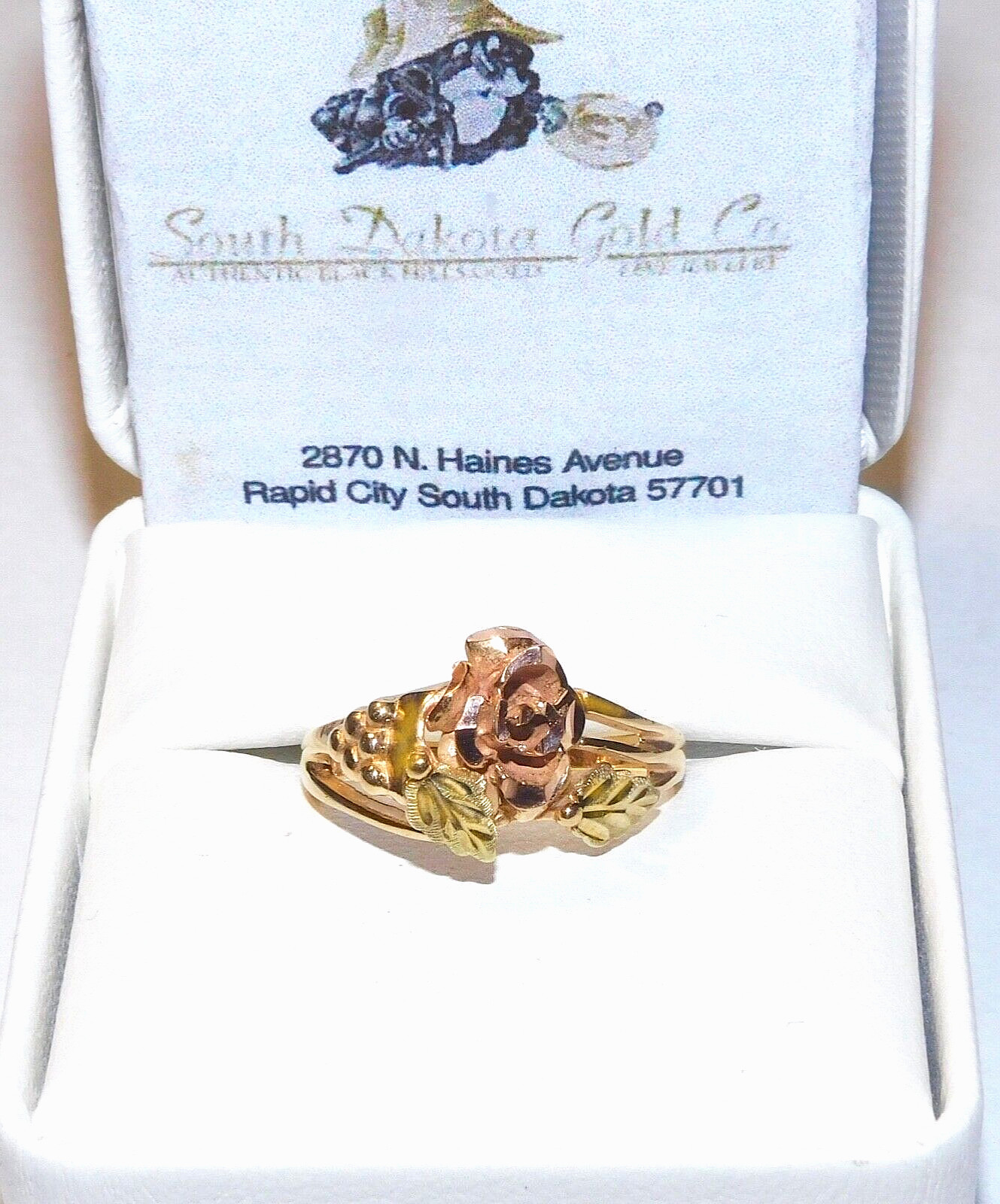 Black Hills Gold 10k 12k Dakota Rose Leaves Ring Size 6 3/4