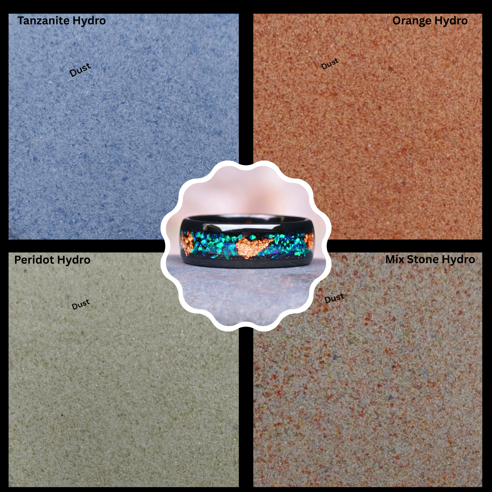 Crushed Best Quality Hydro Quartz Gemstone Dust Powder Ring , Woodworking Inlay