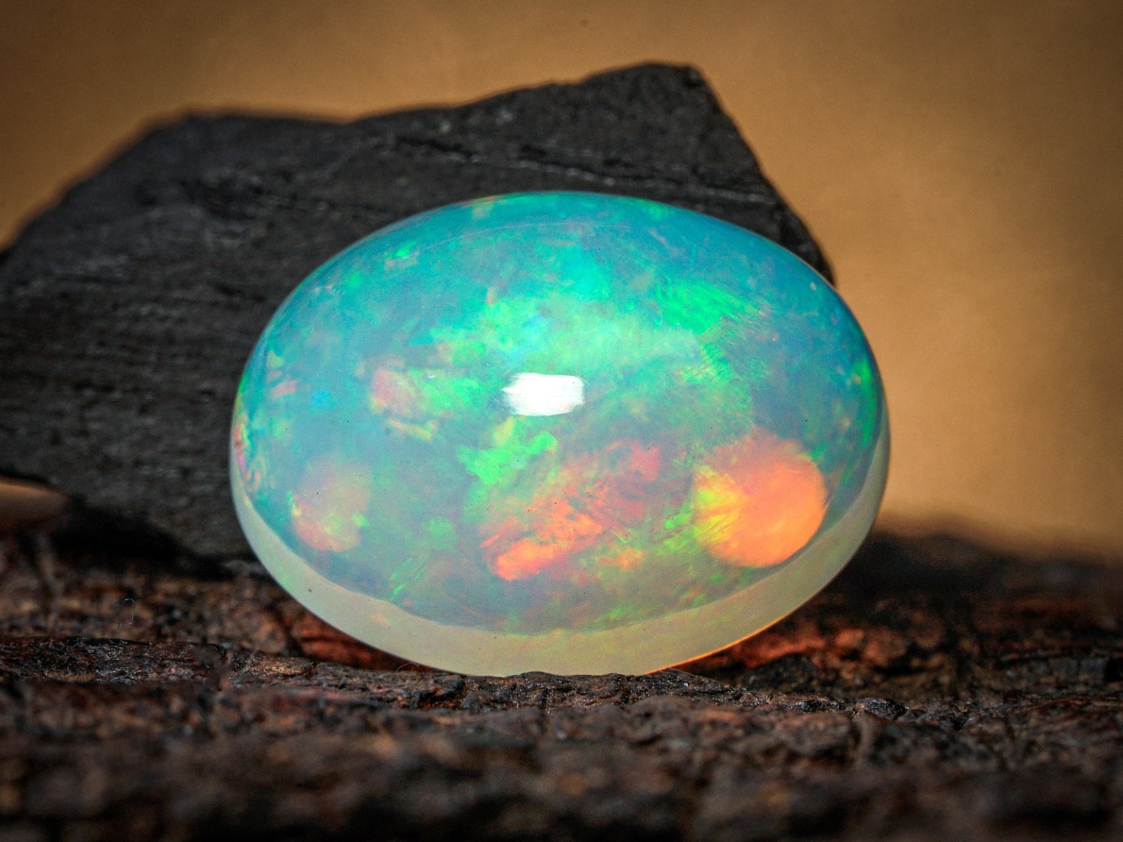 4.55 Carat Ethiopian Fire Opal Cabochon 13x10x7 MM Oval Shape Welo Fire Opal