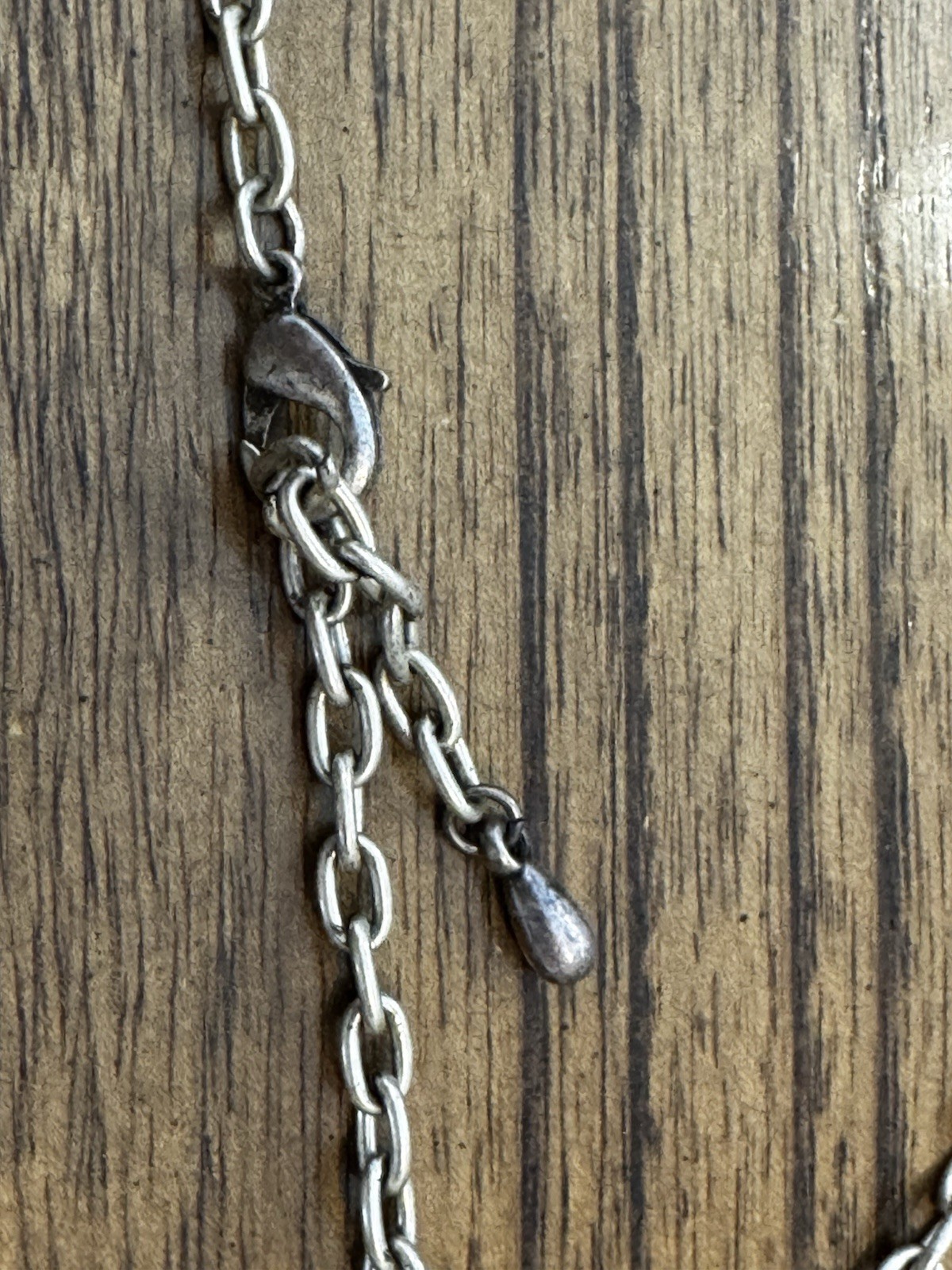 Boho Silvertone Tree Ring Pendant Collar Necklace Bark Textured Faux Wood Grain
