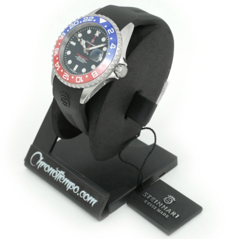 Steinhart Ocean One GMT BLUE-RED. 2 Ceramic Men’s Diver Watch Silicone 103-1100