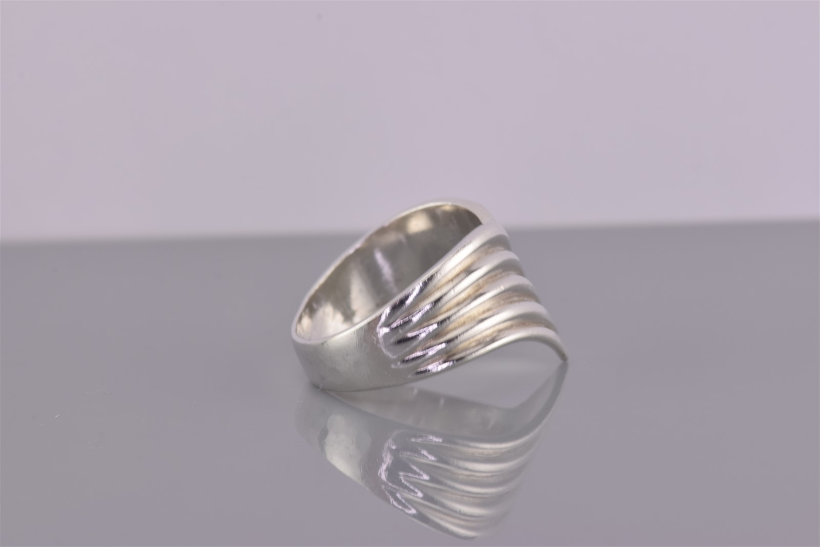 Sterling Silver 15mm Wrap Around Rippled Chevron Band Ring 925 Sz: 7