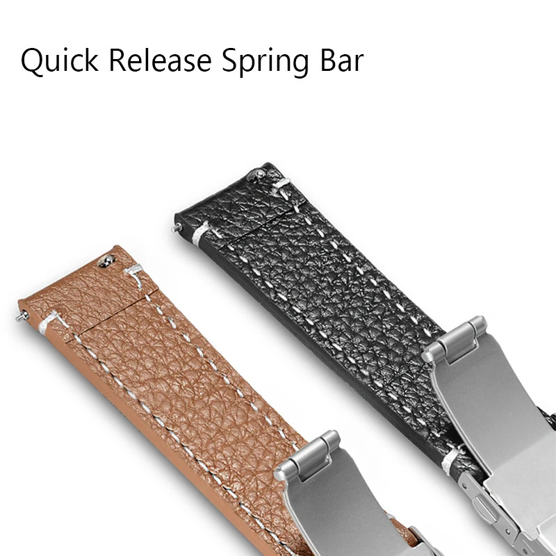 Genuine Leather Watch Band Strap Unisex Deployment Clasp 18/20/22/24mm