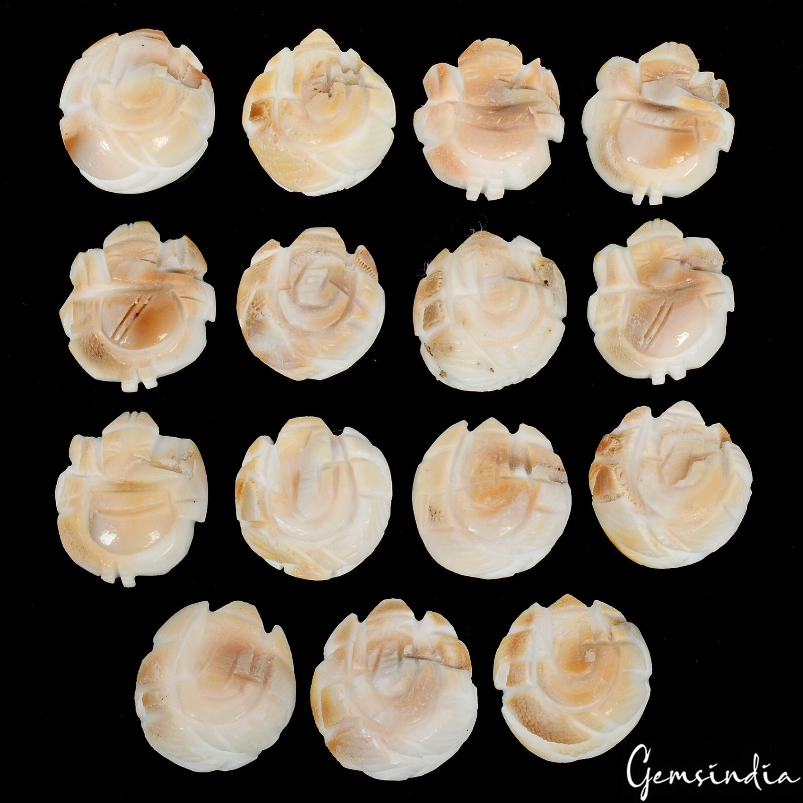 200 Cts/15 Pcs Natural Untreated Gomti Chakra Carved Ganesha Loose Gems Lot