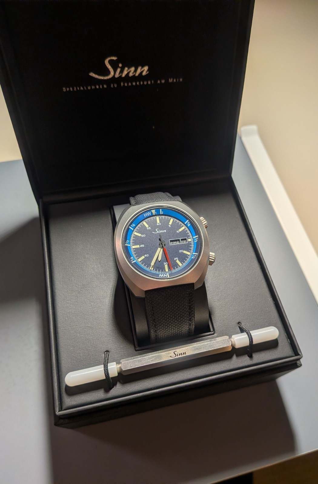 [Like New] SINN 240 St GZ with Tide Bezel-Instrument Tool Watch in Fabric strap