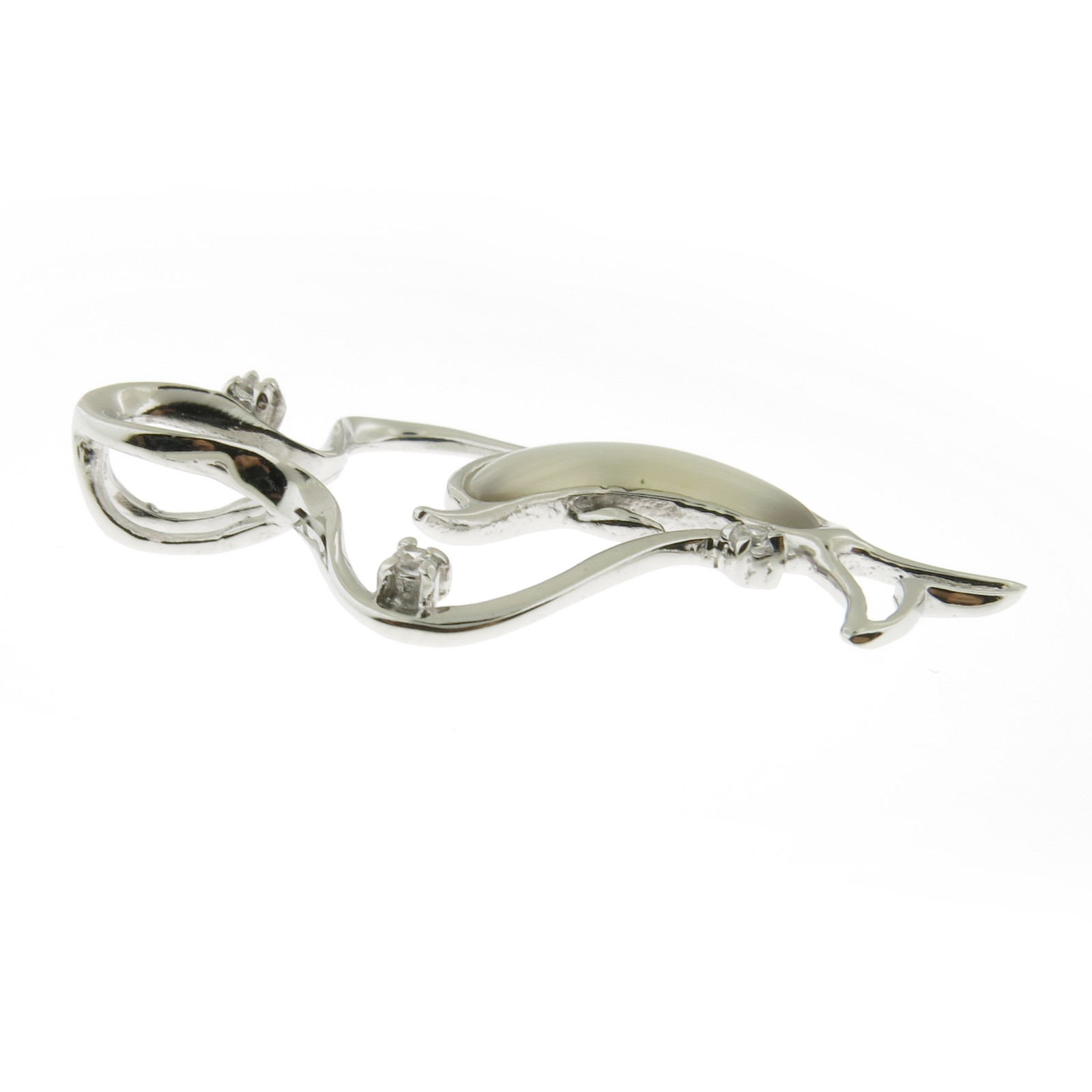 925 Sterling Silver Mother of Pearl Splashing Dolphin Pendant or Necklace