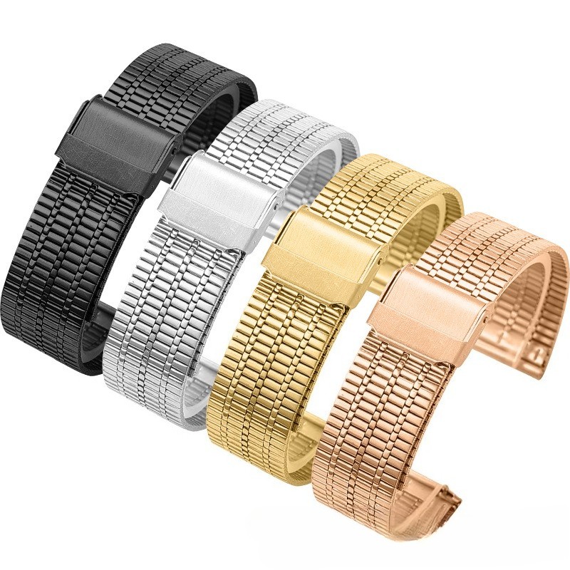 Quality 7 Beads Stainless Steel Watch Band Strap Mesh Metal Wristband 20mm 22mm