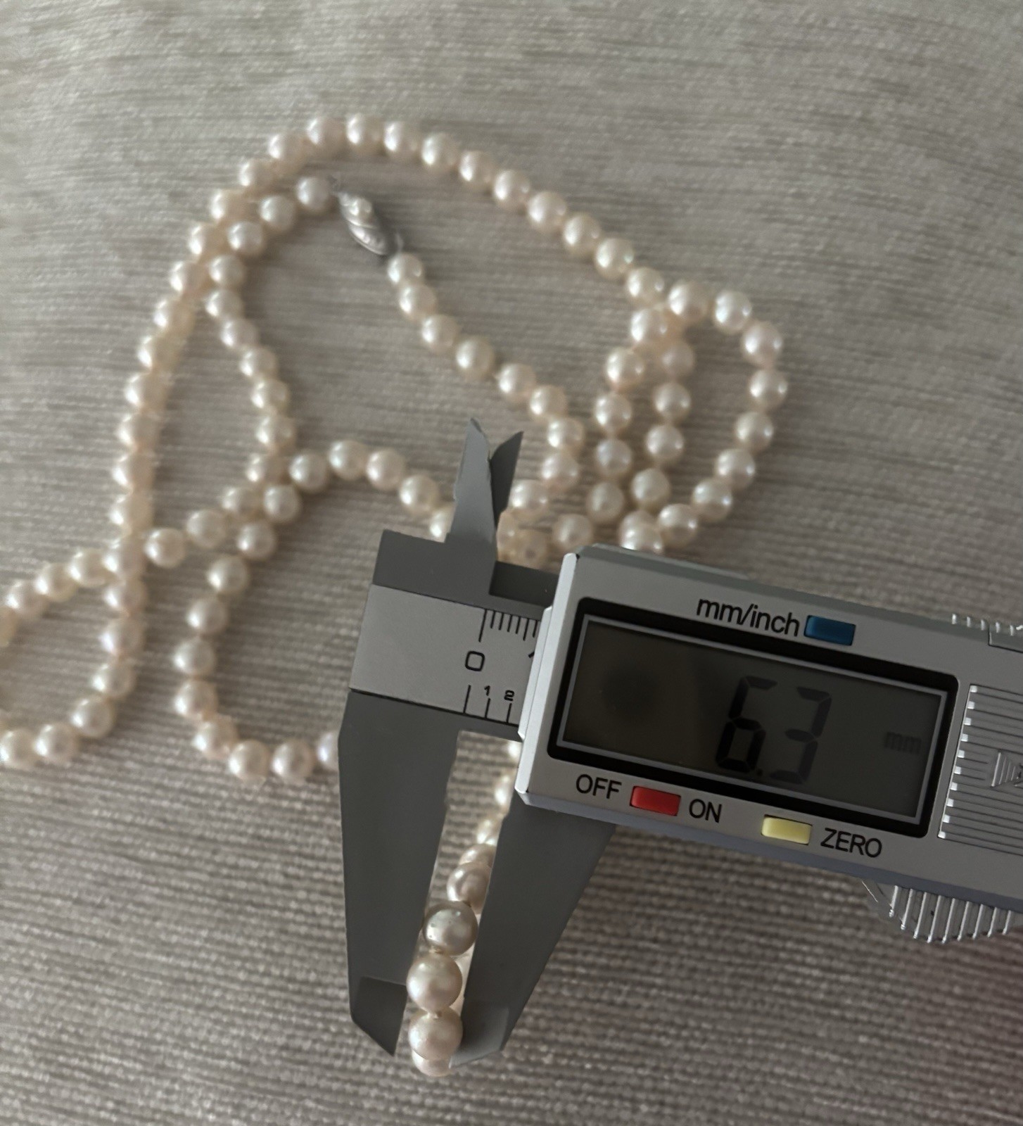 Vintage Akoya Pearl Necklace Silver Clasp 6mm 35” Opera Length Creamy Hue