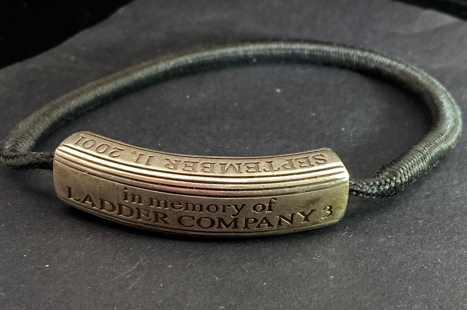 F.D.N.Y. LADDER COMPANY 3 SEPTEMBER 11 2001 Sterling Black Cord Bracelet B72
