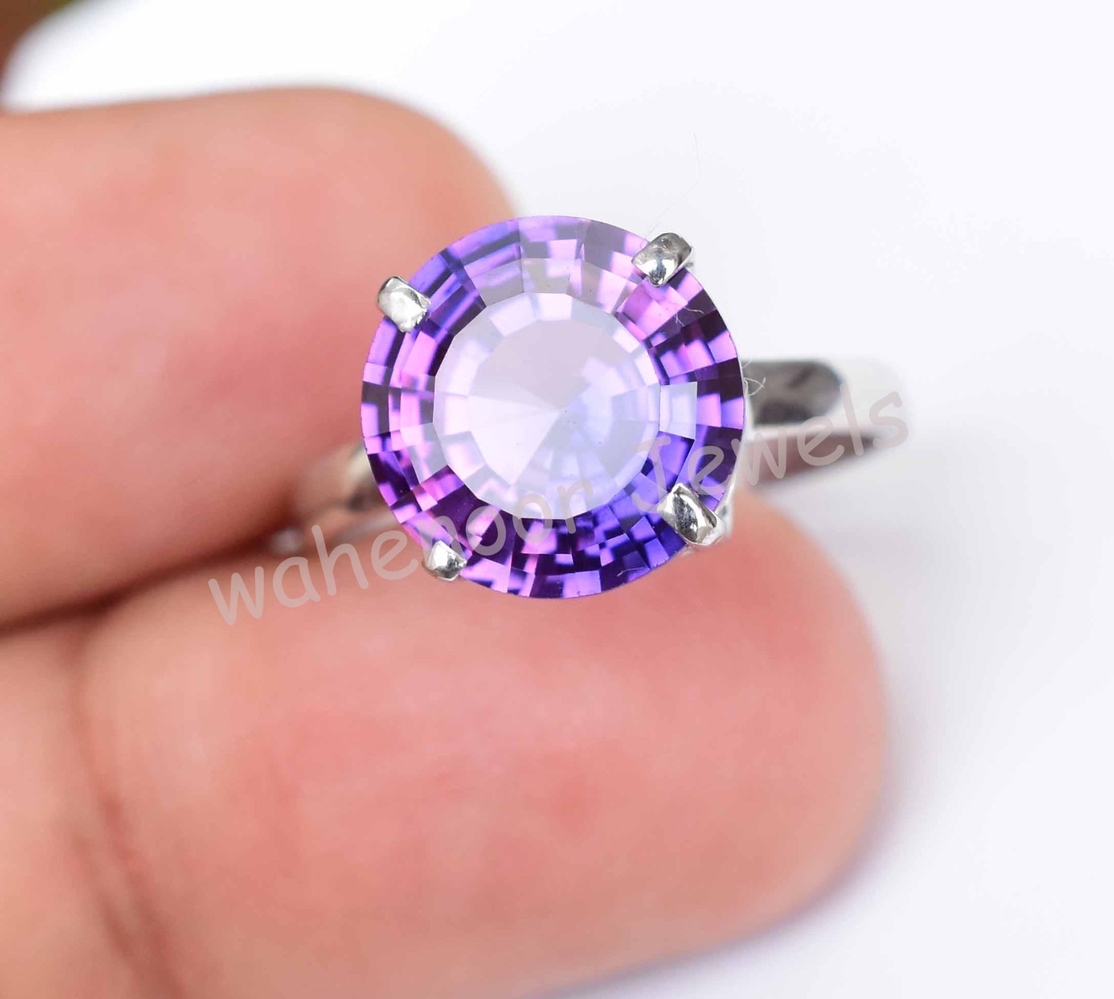 Natural Boysenberry Sapphire Round 925 Sterling Silver Ring Certified For Women