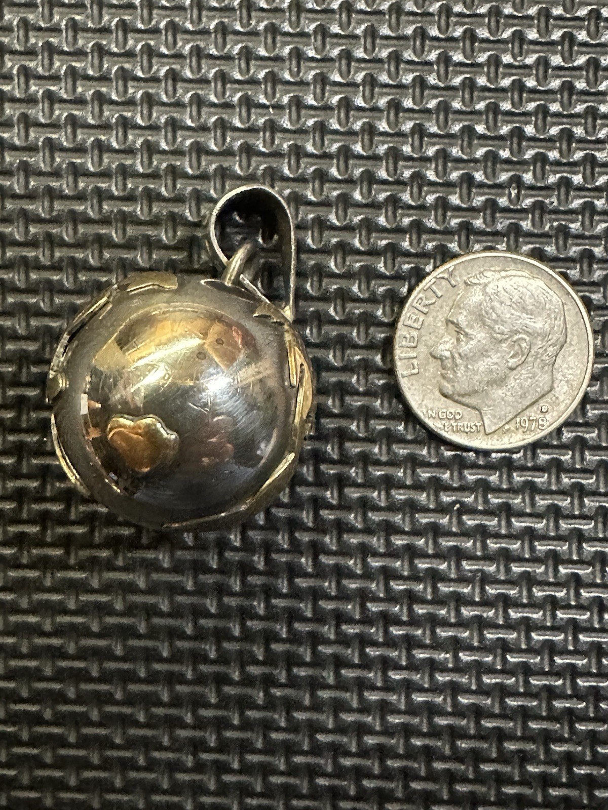 VTG Sterling Silver 925 Globe Chime Harmony Pendant World Map Bell Charm 14.3 Gr