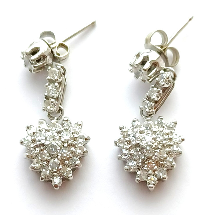 Vintage 14kt 4.00gm White Gold and 2.00cttw Natural Diamond Earrings Stud Style