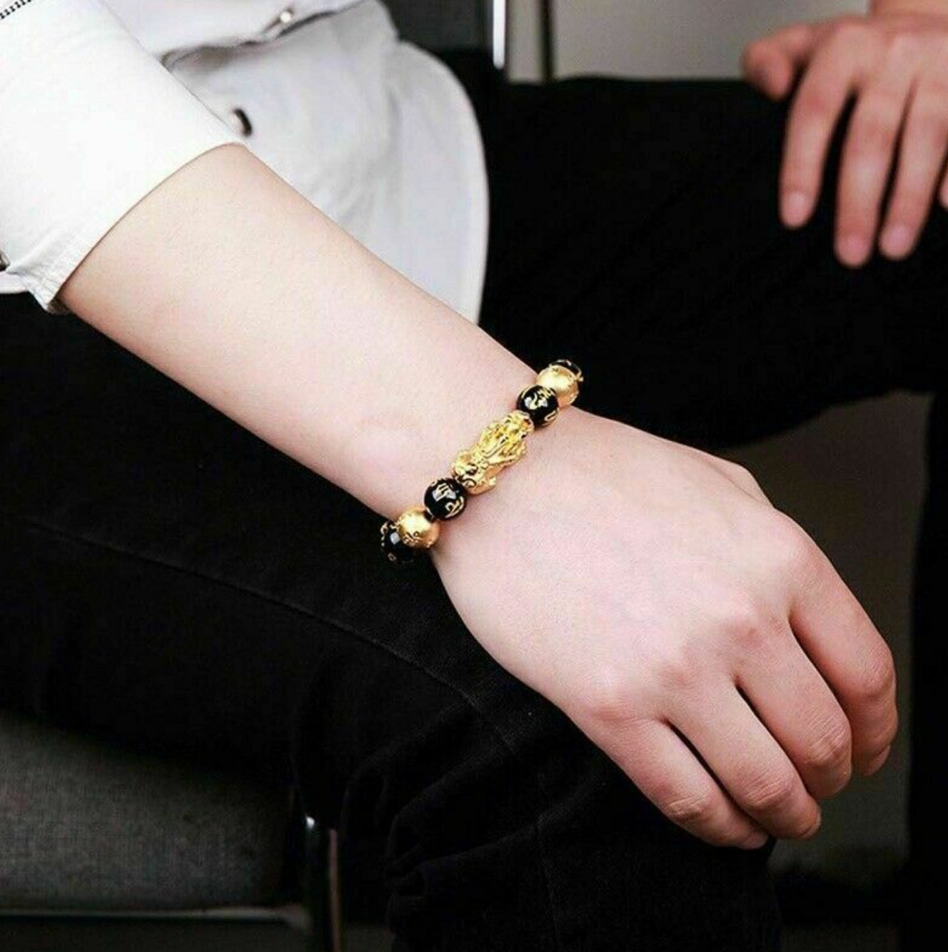 Feng Shui Black Obsidian Beads Bracelet Attract Wealth & Good Luck Bangle pixiu