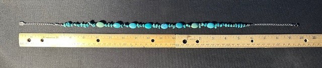 Signed RLL Vintage, Authentic, Turquois 21-1/2 Inch Necklace 8 Lg. 45 Sm. Beads