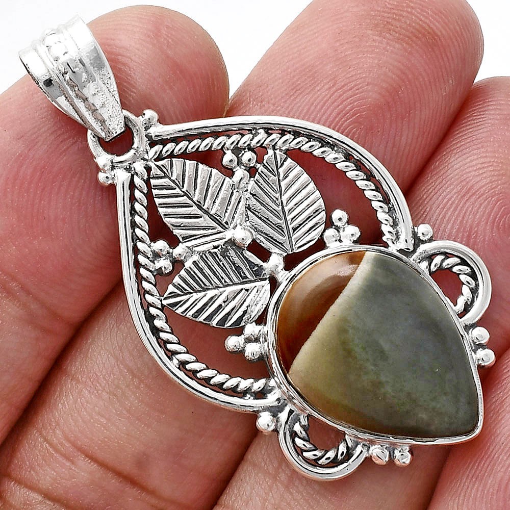 Premium Quality Polygram Jasper 925 Sterling Silver Pendant Jewelry P-1258
