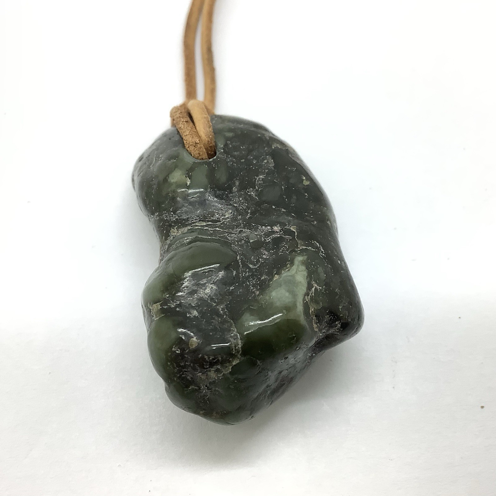 Big Sur Jade Botryoidal Pebble Pendant Green Ocean Nephrite Jade Necklace #291