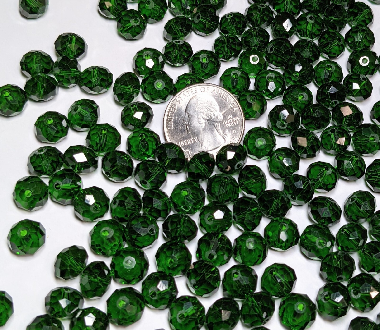 Green Crystal Beads 8mm Beads for Jewelry Making Bulk 180 pcs Emerald Roundelle