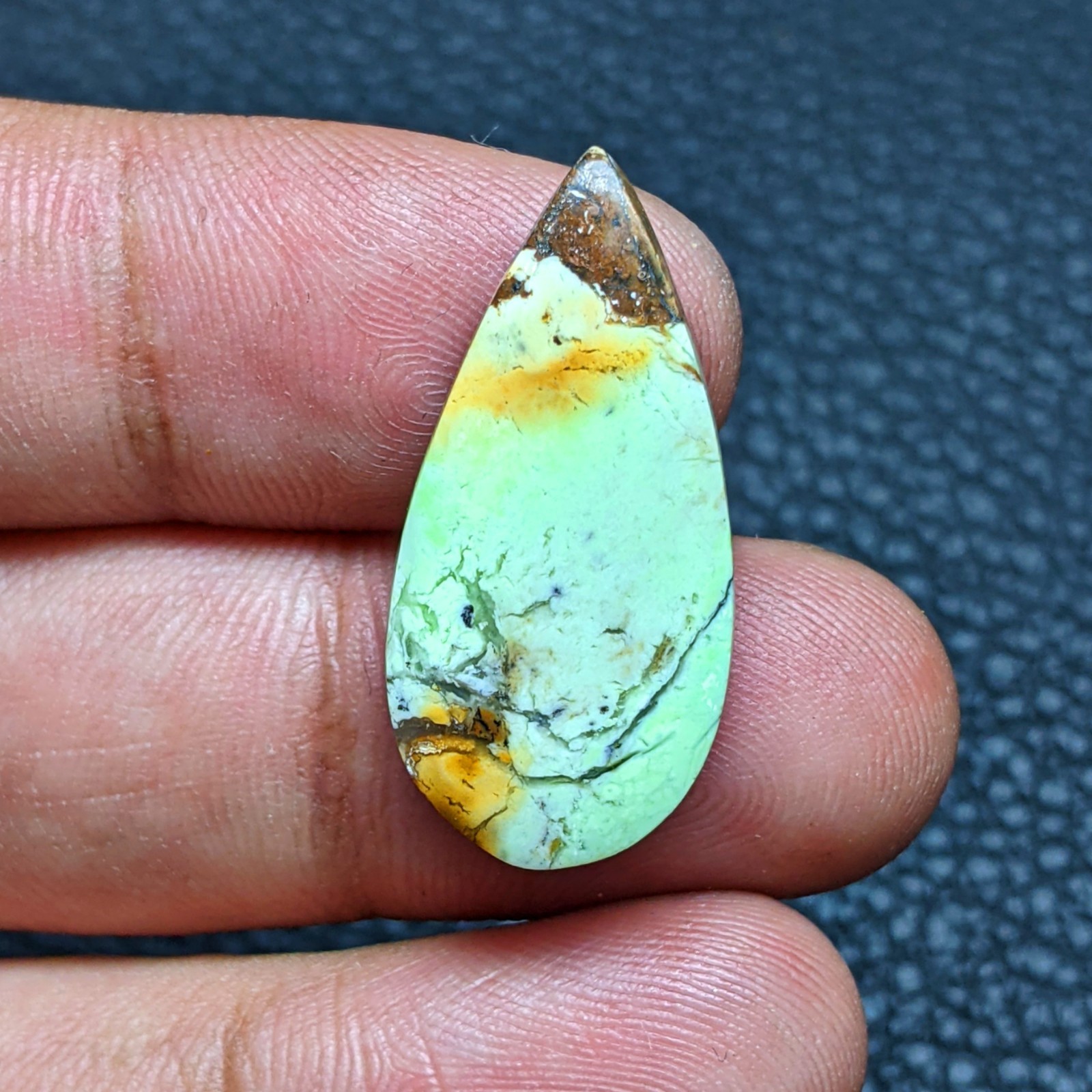 Natural Lemon Chrysoprase Pear Cabochon Loose Gemstone Jewelry Making 26x11mm